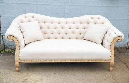 Leather sofa in white room