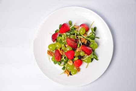 Chickpea and veggies salad with micro greens, healthy homemade vegan food, vegetarian diet, vitamin snackの写真素材