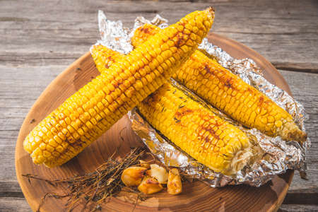 Grilled corn on the cobの写真素材