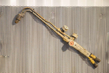 metal cutting with acetylene torchの写真素材