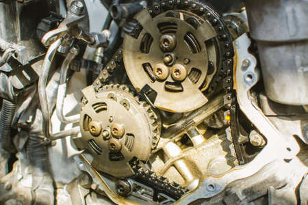 Car timing chain in cutaway engineの写真素材