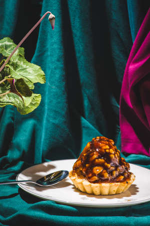 Anthill cake with chocolate on a black background.の写真素材