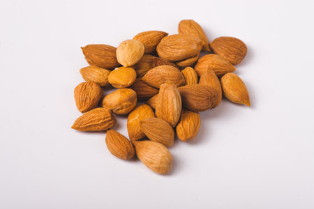 Some shelled Apricot Kernels as detailed close up shot (selective focus)の写真素材