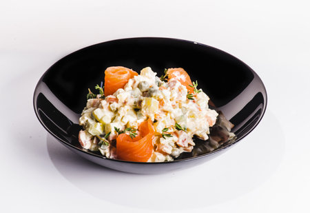 Festive table of salads and appetizersの写真素材