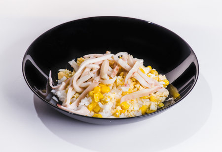 Salad squid with green onionsの写真素材