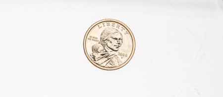 lot of one dollar and half a coins dollar isolated in white backgroundの写真素材