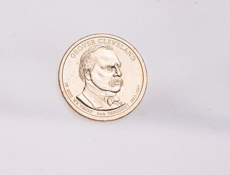 Full set of american coins isolated on white backgroundの写真素材