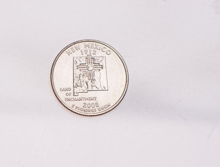Coins of USA. Commonwealth statue in Harrisburg, Pennsylvania, depicted on the US Pennsylvania quarter (1999).の写真素材