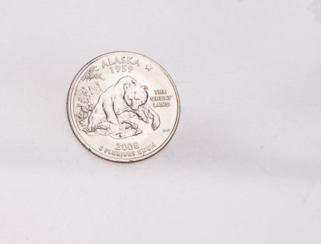 Coins of USA. Commonwealth statue in Harrisburg, Pennsylvania, depicted on the US Pennsylvania quarter (1999).の写真素材