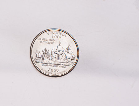 Coins of USA. Commonwealth statue in Harrisburg, Pennsylvania, depicted on the US Pennsylvania quarter (1999).の写真素材