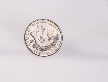 Coins of USA. Commonwealth statue in Harrisburg, Pennsylvania, depicted on the US Pennsylvania quarter (1999).の写真素材