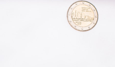 2 Euro coin reverse close-up. new coin.の写真素材