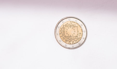 Spanish circulating commemorative coin 2 Euroの写真素材
