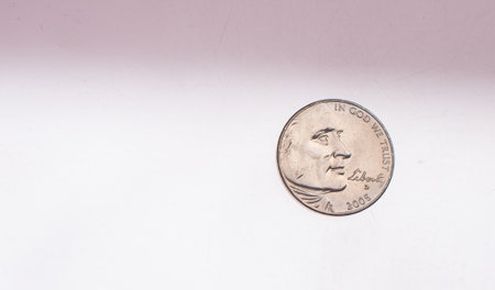 1 dollar 2020 - American Innovation - Telephone - Massachusetts $1 Coin on a white backgroundの写真素材