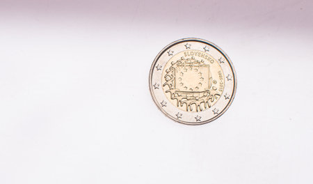 Spanish circulating commemorative coin 2 Euroの写真素材