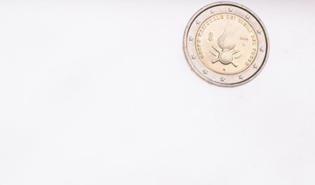 Spanish circulating commemorative coin 2 Euroの写真素材
