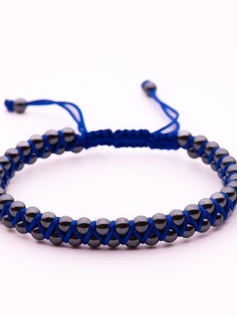 Blue Kyanite stone bracelet isolated on white backgroundの写真素材