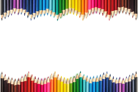 Colored pencils for drawing, isolated on white backgroundの写真素材