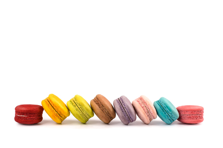 Sweet Tasty Macaroons Isolated on White Backgroundの写真素材