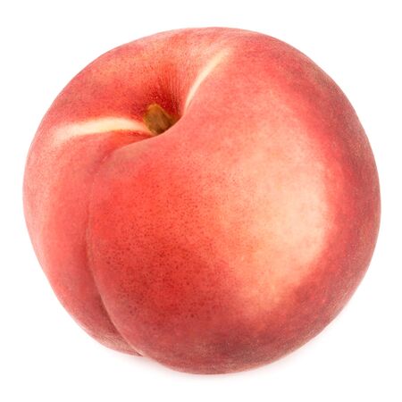 Ripe peach nectarine isolated on white macroの写真素材