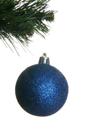 Christmas tree with ball isolated on whiteの写真素材