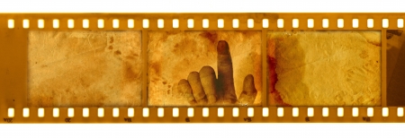 oldies 35mm frame photo with handの写真素材