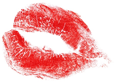 red lips isolated on whiteの写真素材