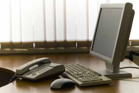 classic work place with PCの写真素材