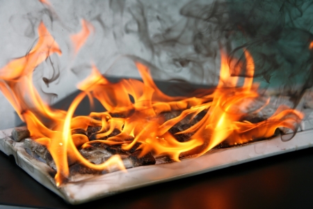 burning computer keyboardの写真素材