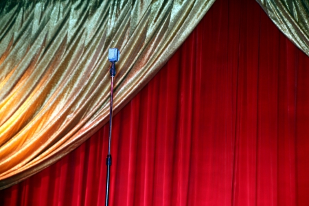 classical retro elegant theater with mic の写真素材