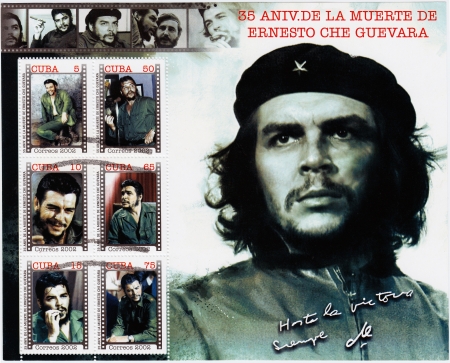 CUBA - CIRCA 2002   Stamp printed in Cuba with Che Guevara, circa 2002のeditorial素材