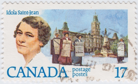 ï¿½ANADA - CIRCA 1981   stamp printed in Canada shows Idola Saint-Jean is an  Canadian Womanのeditorial素材