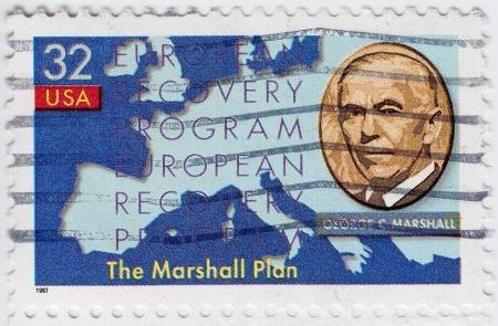 USA - CIRCA 1997 : stamp printed in USA show shows George Marshall, circa 1997