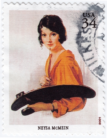 USA - CIRCA 2001 : stamp printed in USA show shows Neysa McMein American  artist, circa 2001のeditorial素材