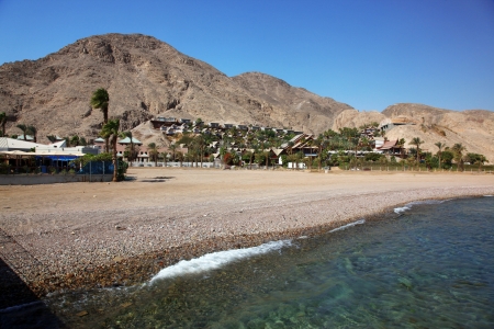 View on south beach of Eilat – famous resort and recreation of Israel 