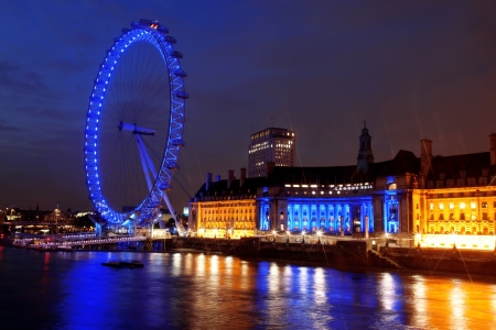 Night view of London Eye, UKのeditorial素材