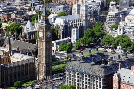 House of Parliament with Big Ben tower in London view from London Eye, UKの写真素材