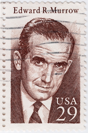 USA - CIRCA 1978 : stamp printed in USA shows Edward Roscoe Murrow was an American broadcast journalist, circa 1978のeditorial素材