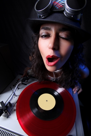 cool DJ in actionの写真素材