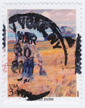 USA - CIRCA 2001   stamp printed in USA showing pic Harvey Dunn, circa 2001のeditorial素材