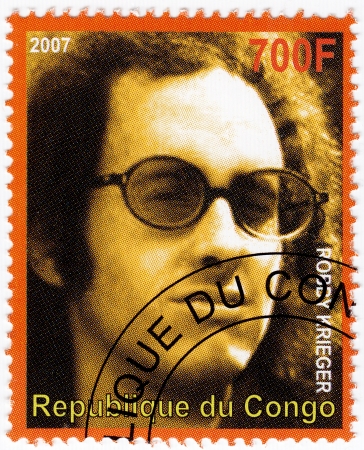 CONGO - CIRCA 2007   stamp printed in Congo with Robby Crieger american musician from music group Doors, circa 2007のeditorial素材