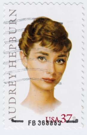 USA - CIRCA 2003 : stamp printed in USA with American actress Audrey Hepburn, circa 2003のeditorial素材