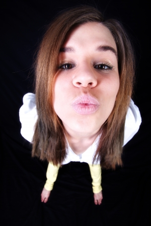 kiss your girl - wide angel shot of young woman の写真素材