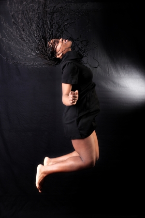 afro-american dancer in jump