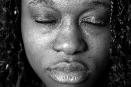 afro american with closed eyes