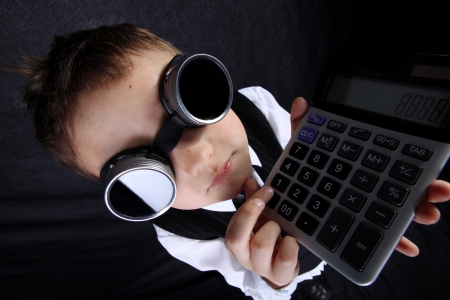 boy with calculatorの写真素材