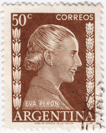 ARGENTINA - CIRCA 1948 : stamp printed in Argentina shows Eva Peron, circa 1948のeditorial素材