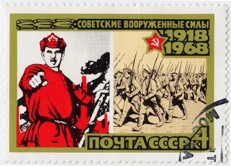 RUSSIA - CIRCA 1968 : stamp printed in Russia shows Poster Red Army as Liberator, circa 1968のeditorial素材