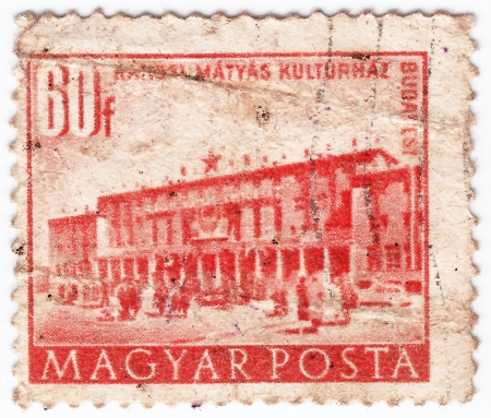 HUNGARY - CIRCA 1955 : stamp printed in Hungary showing Budapest, circa 1955のeditorial素材