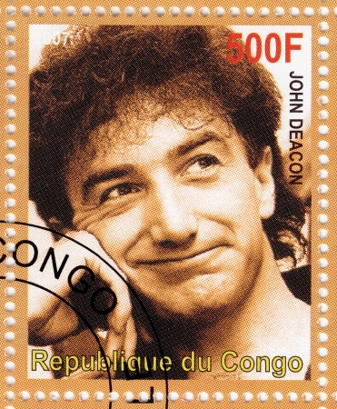 CONGO - CIRCA 2007   stamp printed in Congo with John Diacon from music group Queen, circa 2007のeditorial素材